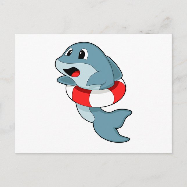 Delfin på svömning med simring vykort (Framsida)