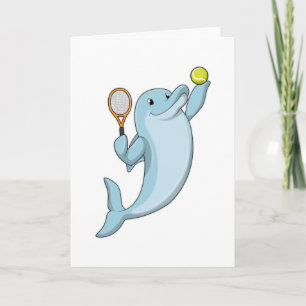 Delfin på tennis med tennisracket kort