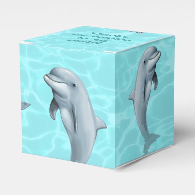 Delfin presentförpackning havsgrön med text presentaskar (Framsidan Sidan)