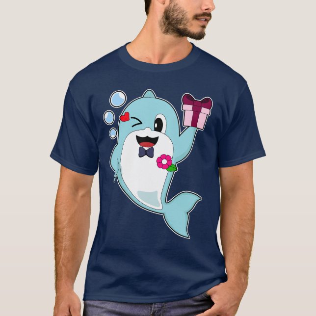 Delfin Pryd Självklart slips Bröllop T Shirt (Framsida)