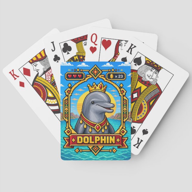 Delfin Retro 8-Bit Pixel Art Casinokort (Baksidan)