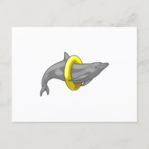 Delfin Simmande Livräddningsring Vykort