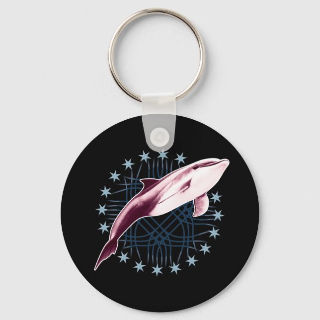 Delfin Slick Grafisk Design Nyckelring (Framsida)