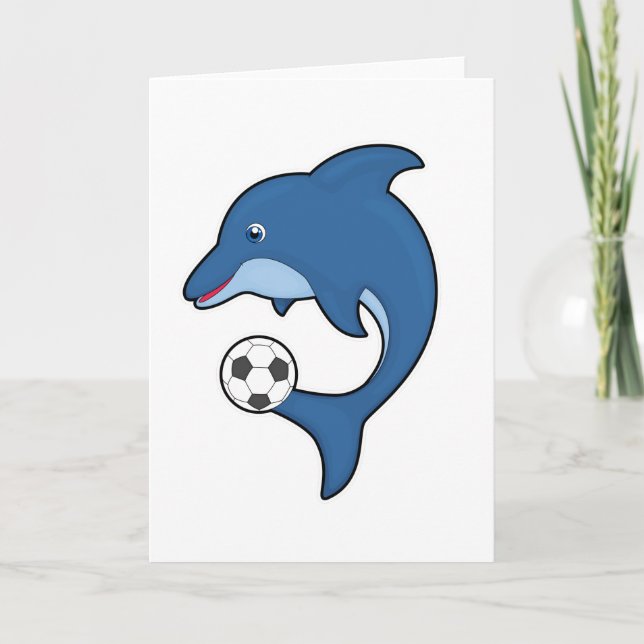 Delfin som fotbollsspelare med fotboll kort (Framsida)