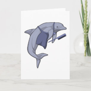 Delfin som frisör med kam kort