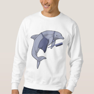 Delfin som frisör med kam lång ärmad tröja