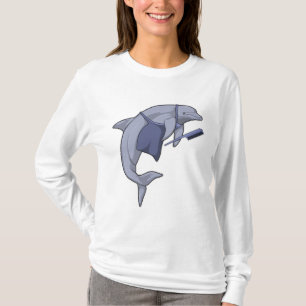 Delfin som frisör med kam t shirt