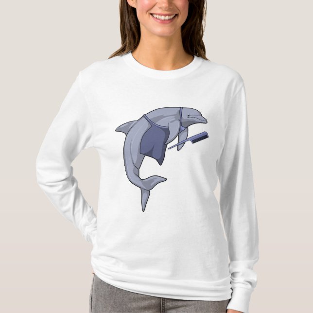Delfin som frisör med kam t shirt (Framsida)