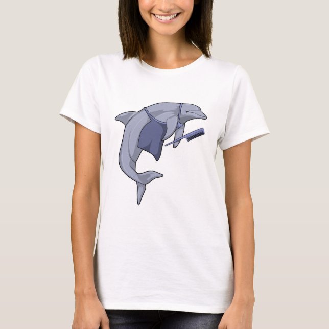 Delfin som frisör med kam t shirt (Framsida)