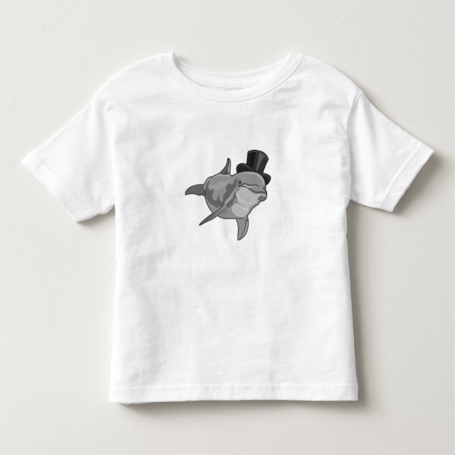 Delfin som gentleman med topp hatt t shirt (Framsida)