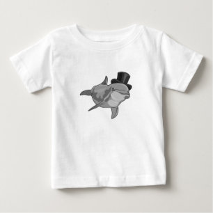 Delfin som gentleman med topp hatt t shirt