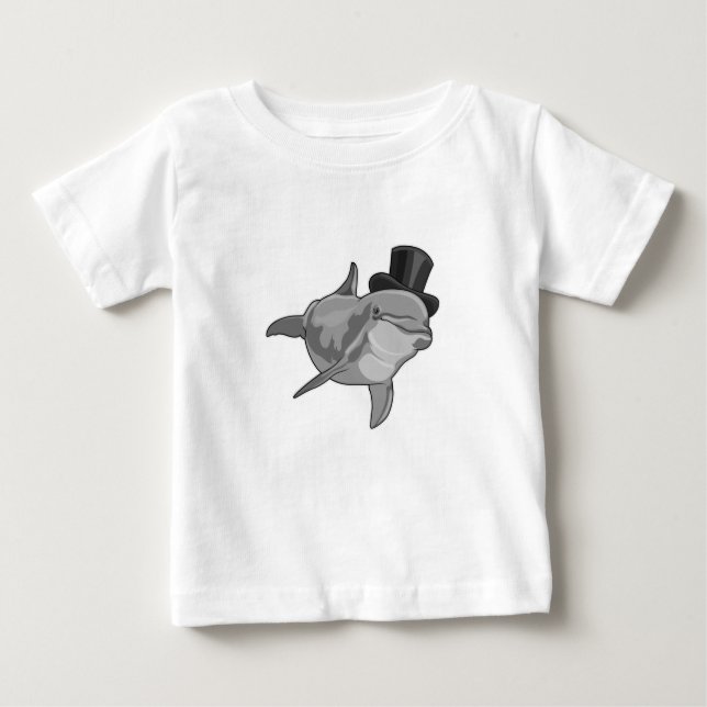 Delfin som gentleman med topp hatt t shirt (Framsida)