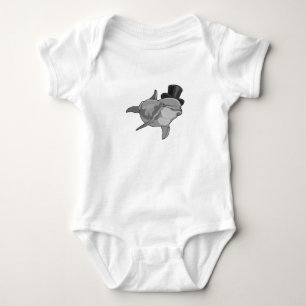 Delfin som gentleman med topp hatt t shirt