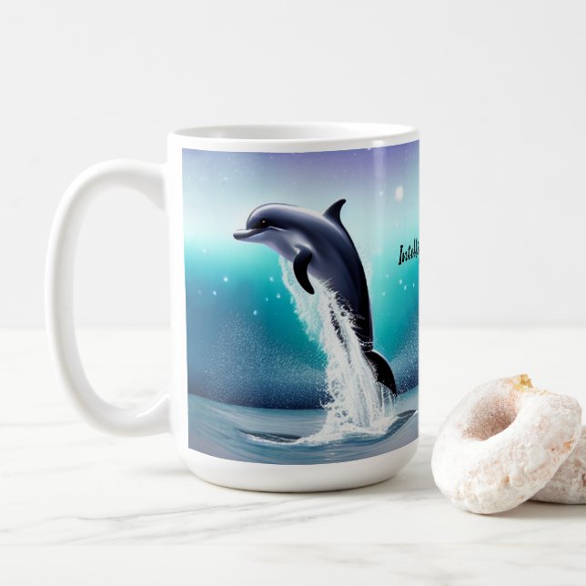 Delfin som hoppar i havet-mugg kaffemugg (Med munk)