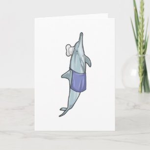 Delfin som kock med kockmössa kort