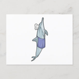 Delfin som kock med kockmössa vykort