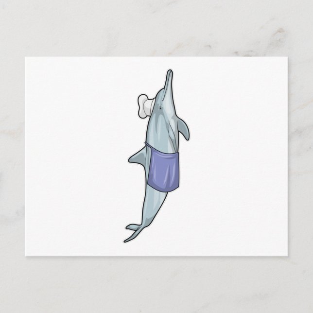 Delfin som kock med kockmössa vykort (Framsida)