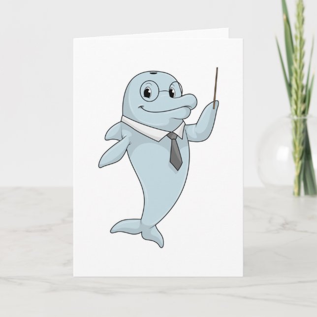Delfin som lärare med pekpinne kort (Framsida)