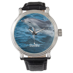 Delfin som plaskar personligklockan armbandsur