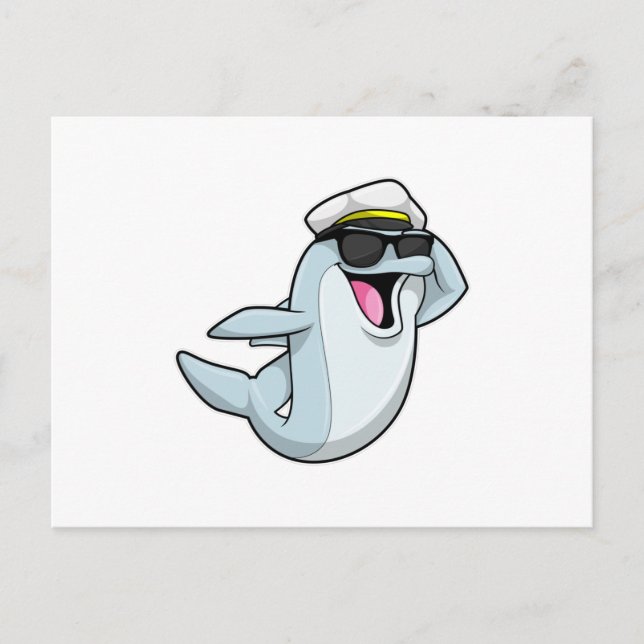 Delfin som polis med polismössa vykort (Framsida)