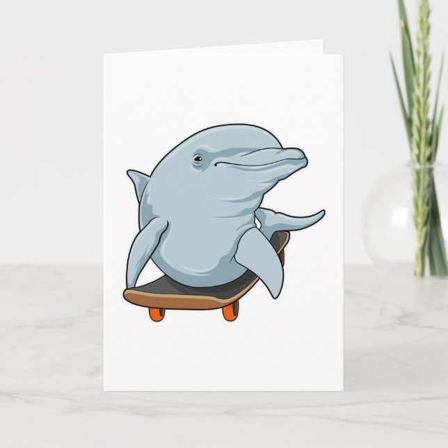 Delfin som rullskridskoåkare med skateboard kort (Framsida)