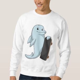 Delfin som rullskridskoåkare med skateboard lång ärmad tröja
