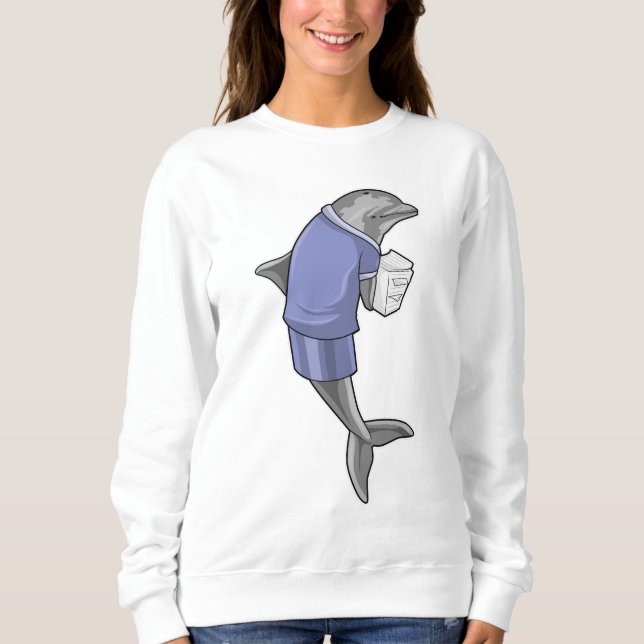 Delfin som sekreterare med bunt papper t shirt (Framsida)