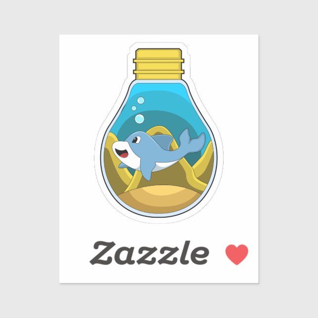 Delfin som simmar i akvarium klistermärken (Ark)