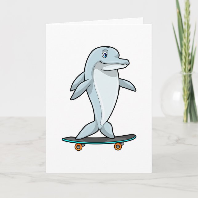 Delfin som Skater med Skateboard Kort (Framsida)