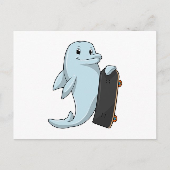 Delfin som Skater med Skateboard Vykort (Framsida)