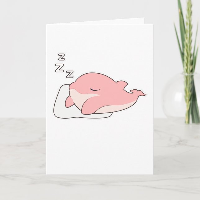 Delfin som sover på kudde kort (Framsida)