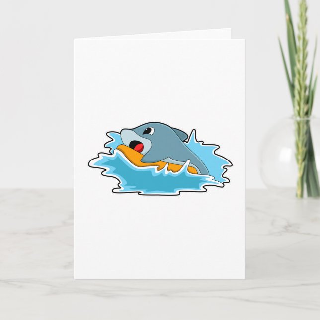 Delfin som surfar med surfbräda kort (Framsida)