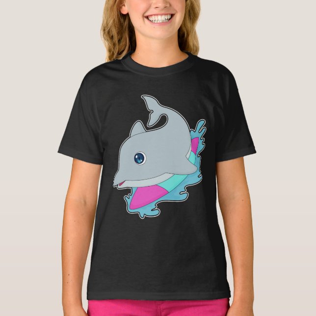 Delfin Surfare Surfbräda T Shirt (Framsida)