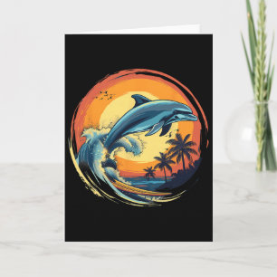 Delfin Surfing Solnedgång Hav Ocean Delfin Hav Oce Kort