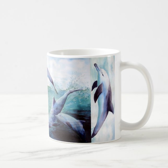 Delfin tre avbildar muggen kaffemugg (Höger)