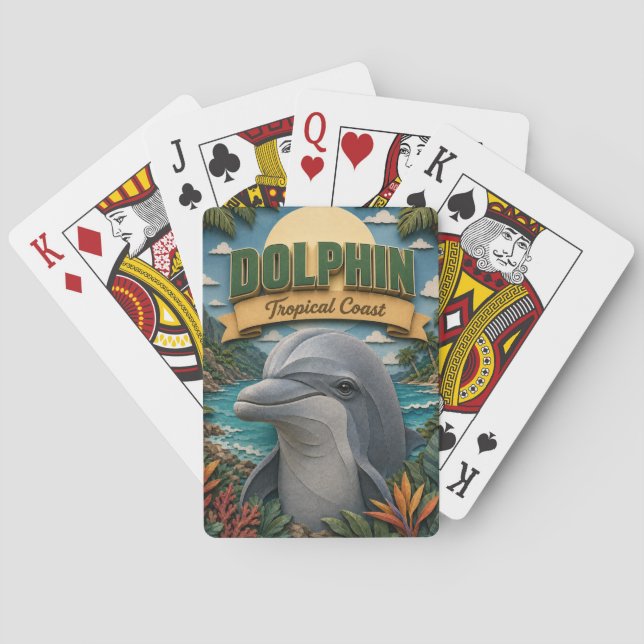 Delfin Tropisk kust POPCUT Casinokort (Baksidan)
