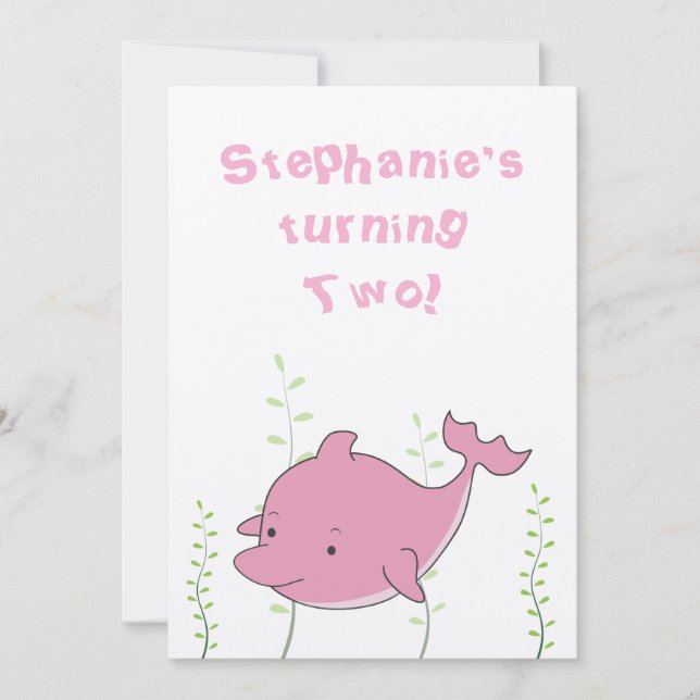 Delfin under för födelsedagbaby för hav den 2nd inbjudningar (Framsida)