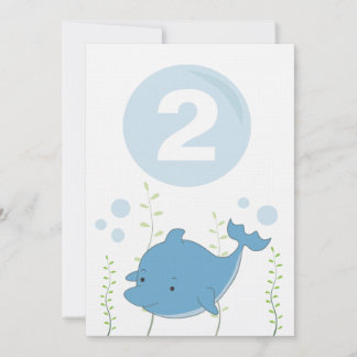 Delfin under för födelsedagbaby för hav den 2nd inbjudningar