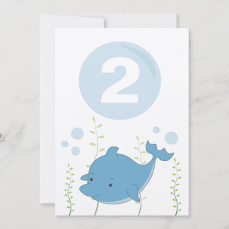 Delfin under för födelsedagbaby för hav den 2nd inbjudningar