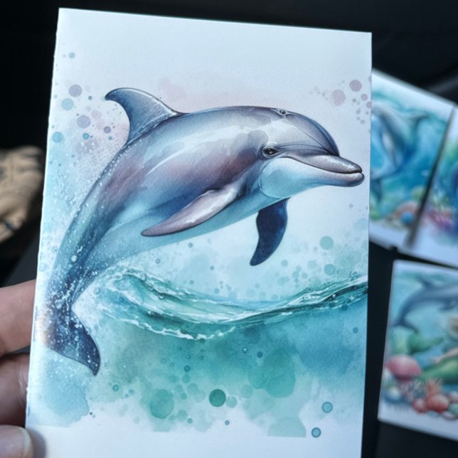 Delfin Under havet Kust Tack Kort (Dolphin Blank Notecard Stationery)