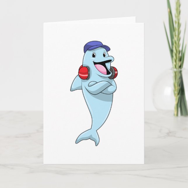 Delfin vid Lyssna på musik Kort (Framsida)