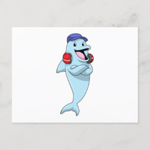 Delfin vid Lyssna på musik Vykort