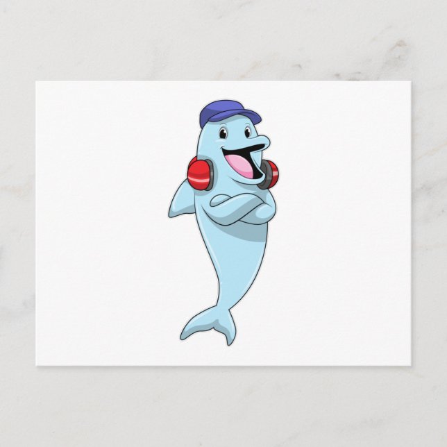 Delfin vid Lyssna på musik Vykort (Framsida)
