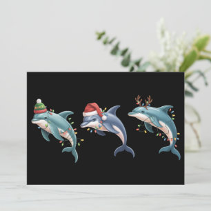 Delfinälskare jul Santa mössa Xmas Julkort