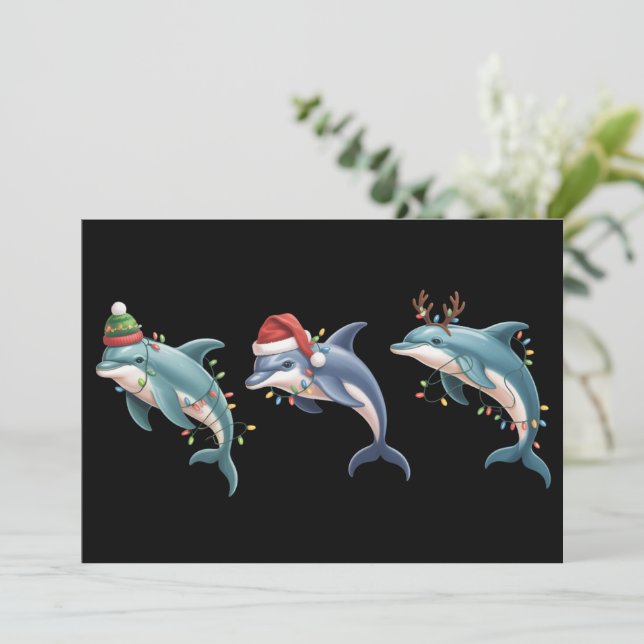 Delfinälskare jul Santa mössa Xmas Julkort (Stående Fram)