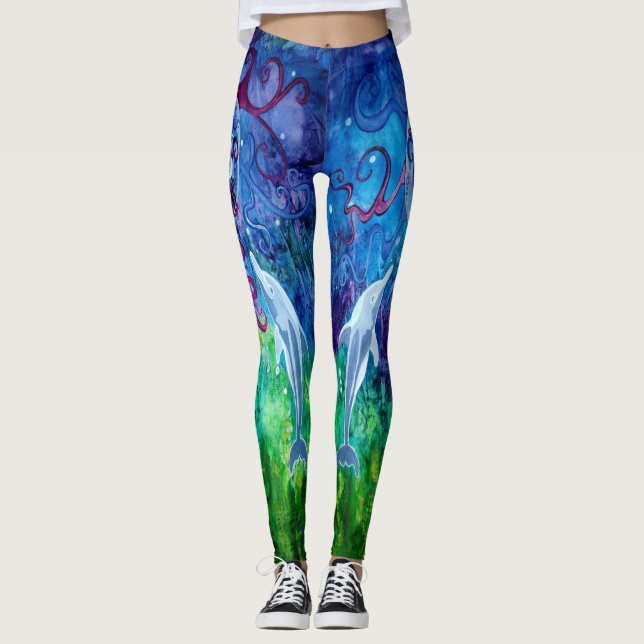 Delfinblickdamasker Leggings (Framsida)