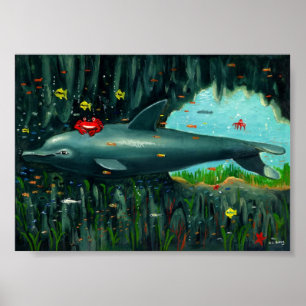 Delfinen och krabban var Friends. Poster