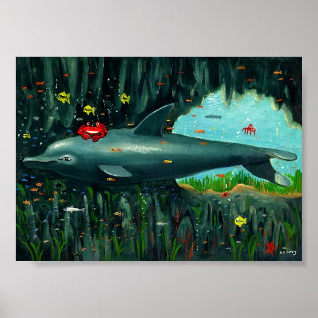 Delfinen och krabban var vänner. poster (Framsidan)