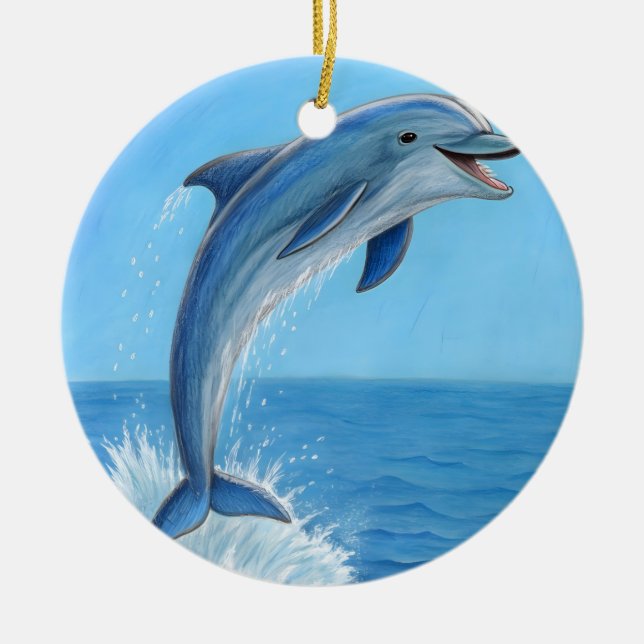 Delfinens tysta dans julgransprydnad keramik (Framsidan)