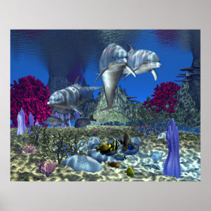 Delfiner - 30" x 24" Poster